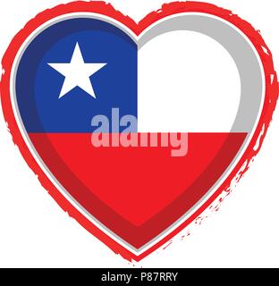 Heart shaped flag of Chile. Vector illustration design Stock Vector