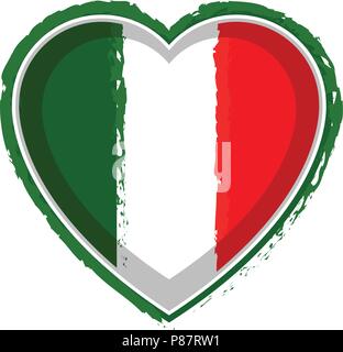 Heart shaped flag of Italy. Vector illustration design Stock Vector
