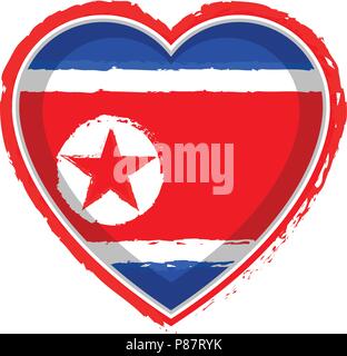 Heart shaped flag of North Korea. Vector illustration design Stock Vector