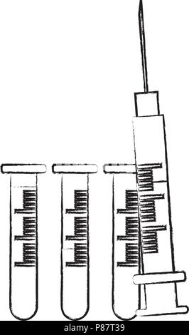 syringe and test tubes over white background, vector illustration Stock ...