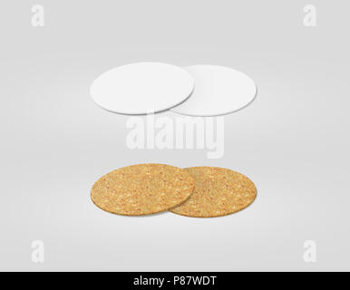 Download Blank white beer coaster stack mockup, top view, lying on the textured background. Squared clear ...