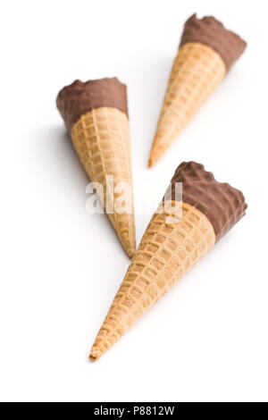 Ice cream cone with chocolate isolated on white background. Stock Photo