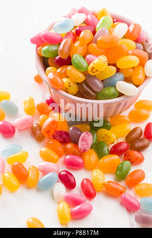 Sweet jelly beans in bowl. Stock Photo