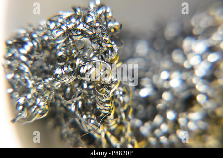 close up of a steel-wool sponge Stock Photo