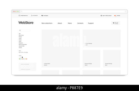 Blank white browser window mock up isolated, 3d illustration. Clear ...