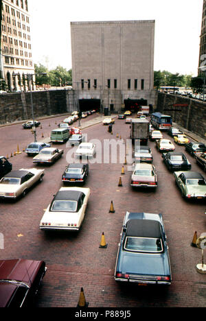 Manhattan Side of the Brooklyn-Battery Tunnel May 1973 - New York City 1970s Stock Photo