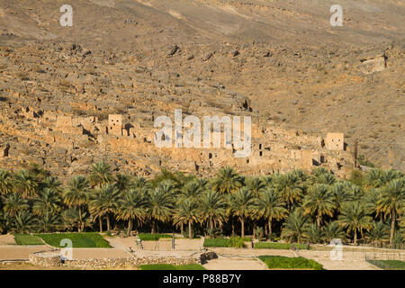 Stone village in desert landscape Jabal Shams, Oman Stock Photo