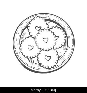 Hand drawn. Oriental sweets vector illustration. Middle eastern food. Food menu background. top view. Monochrom design template. Stock Vector