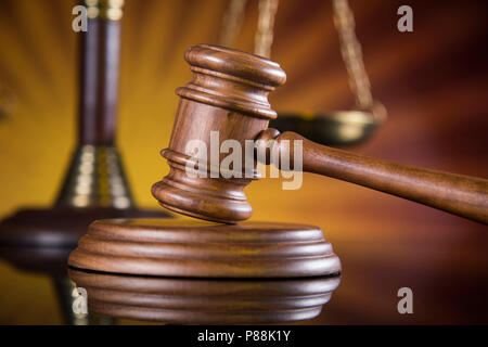 Justice concept, Court gavel,Law theme, mirror reflection background Stock Photo