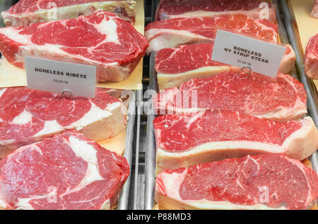 Beef steak for sale in a store Stock Photo