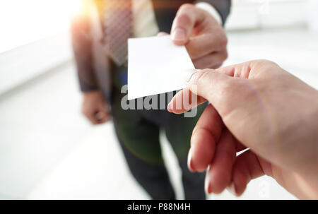 Exchange business card for first time meet Stock Photo