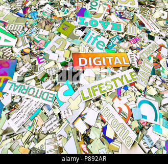 Random words and letters  in solarized color digital lifestyle love Stock Photo