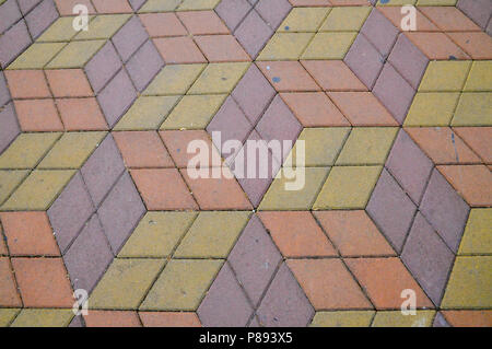 Abstract 3D shapes paved a footpath in Batumi, Georgia Stock Photo
