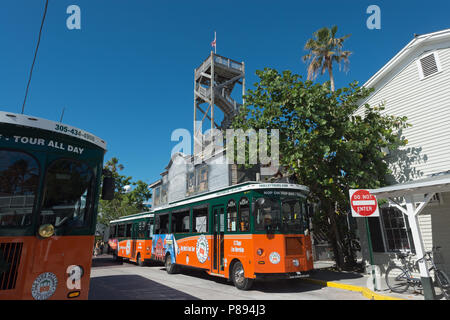 Shipwreck Treasures Museum and tour buses in Key West, Florida Stock Photo