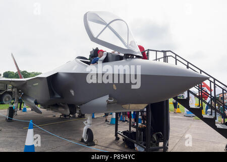 Lockheed Martin F35 Lightning II mock up on display at the air show in Cosford 2018 the RAFs latest 5th generation Stock Photo