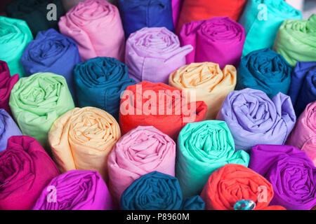 Colorful fabric roll. fabric Industry popular in many countries. You Can use this fabric background for your fabric theme and concept design Stock Photo