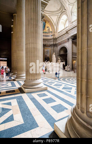 Inside the Pantheon with its large columns. Paris, France Stock Photo