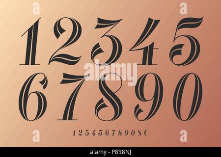 Numbers font. Classical elegant font Stock Vector