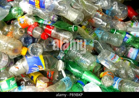 ANGONO, RIZAL, PHILIPPINES - JULY 4 2018: Assorted plastic waste ...