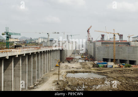 Cocoli Locks before being flooded on June 2015, at the Panama Canal Expansion site Stock Photo