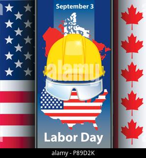 canada labor day greeting card abstract flag background vector Stock Vector