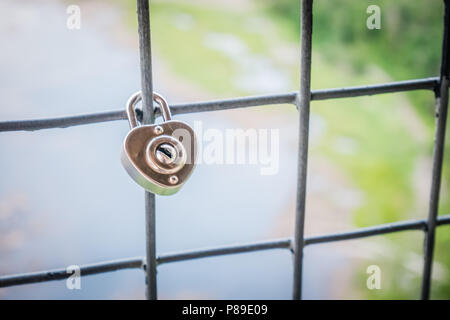 love lock on a fence Stock Photo