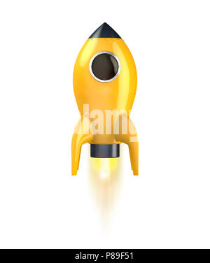 Yellow Rocket Start, isolated on white background. Stock Photo