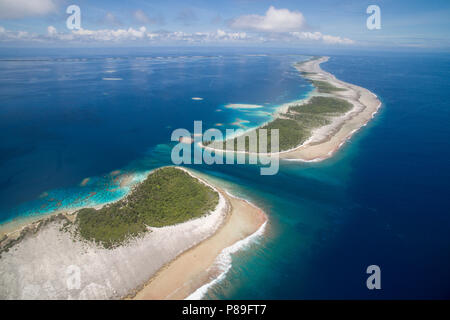 Aerial view of Ahe Atoll, Tuamotus, French Polynesia Stock Photo