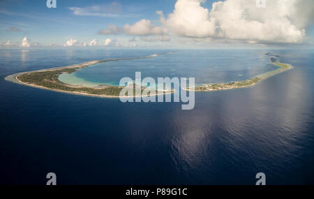 Aerial view of Manihi Atoll, French Polynesia Stock Photo