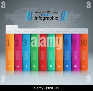 Infographic design. List of 10 items. Stock Vector