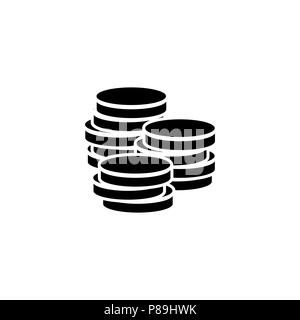 Coins stack in flat style Money stacked coins icon Stock Vector