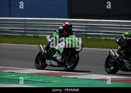 Misano Adriatico, Italy. 08th July, 2018. 51 M.BASTIANELLI during the Motul FIM Superbike Championship - Italian Round Sunday race during the World Superbikes - Circuit PIRELLI Riviera di Rimini Round, 6 - 8 July 2018 on Misano, Italy. Credit: Fabio Averna/Pacific Press/Alamy Live News Stock Photo