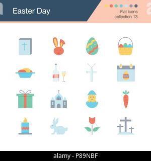 Easter icons. Flat design collection 13. For presentation, graphic design, mobile application, web design, infographics. Vector illustration. Stock Vector