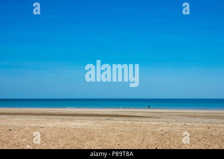 Local fisherman net fishing in crocodile waters, Casuarina Beach, Darwin, Northern Territory Stock Photo