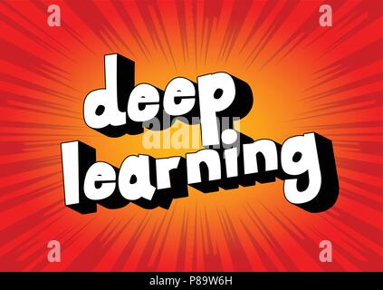 Deep Learning - Comic book word on abstract background. Stock Vector