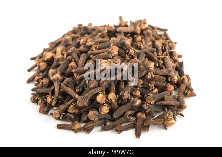 Cloves heap isolated on white background Stock Photo
