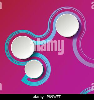 Colorful vector background with three paper plates where you can put your message. Stock Vector