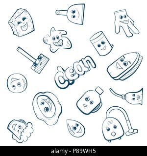 Cartoon items for clean up Stock Vector