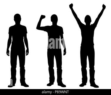 Silhouettes of winners and losers isolated on white Stock Photo