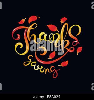 Happy Thanksgiving typography poster. Vector vintage lettering autumn calligraphy. Celebration hand drawn quotation for card, postcard, prints, event  Stock Vector