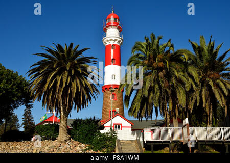 Lighthouse at the pier, Swakopmund, Erongo region, Namibia Stock Photo