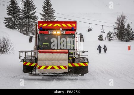 AVORIAZ FIREFIGHTERS Stock Photo