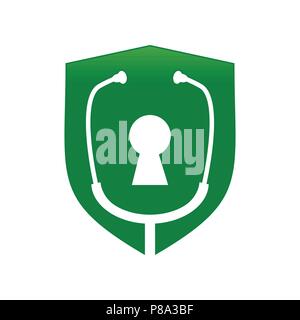 Lock Doctor Protection Shield Vector Symbol Graphic Logo Design Template Green Stock Vector