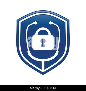 Lock Doctor Shield Logo Blue Vector Symbol Graphic Logo Design Template Stock Vector