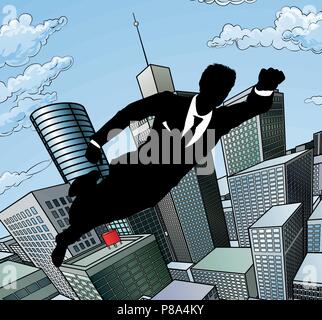 Flying Superhero Businessman Stock Vector