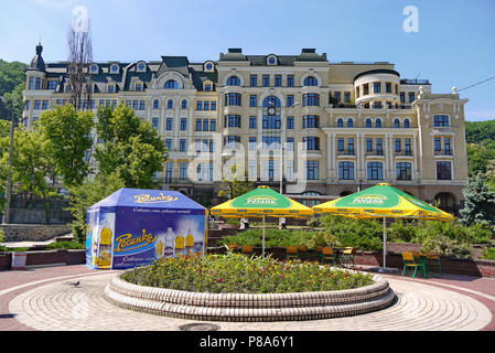 summer recreation area on the background of a building of luxurious architecture . For your design Stock Photo