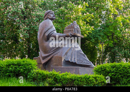 Monument to the prince of Kievan Rus Yaroslav the Wise which is located near the metro station Golden Gate in Kiev . For your design Stock Photo