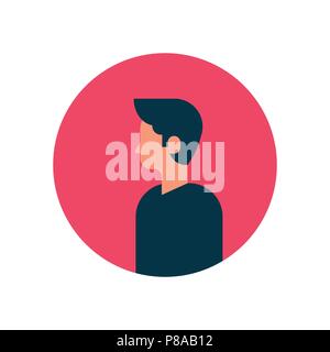 man character profile portrait on white background male avatar flat cartoon Stock Vector