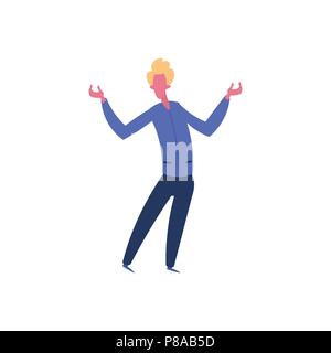 cartoon man standing with arms open icon over white background, vector ...