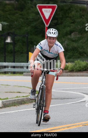 Lindsey Chase during the bike segment at the 2018 Hague Endurance Festival Duathlon Stock Photo
